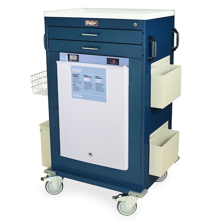 Harloff Malignant Hyperthermia Cart with 2.4 Cubic Ft Medical Grade Refrigerator, 2 Drawers, Key Lock MH5200K-AC